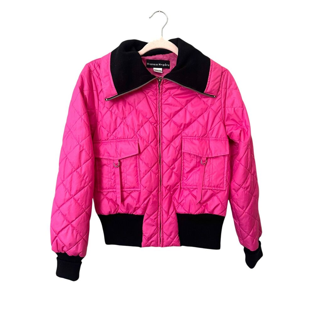 BIANCA NYGARD Vintage Quilted Bomber Jacket‎ Pink Sz 6